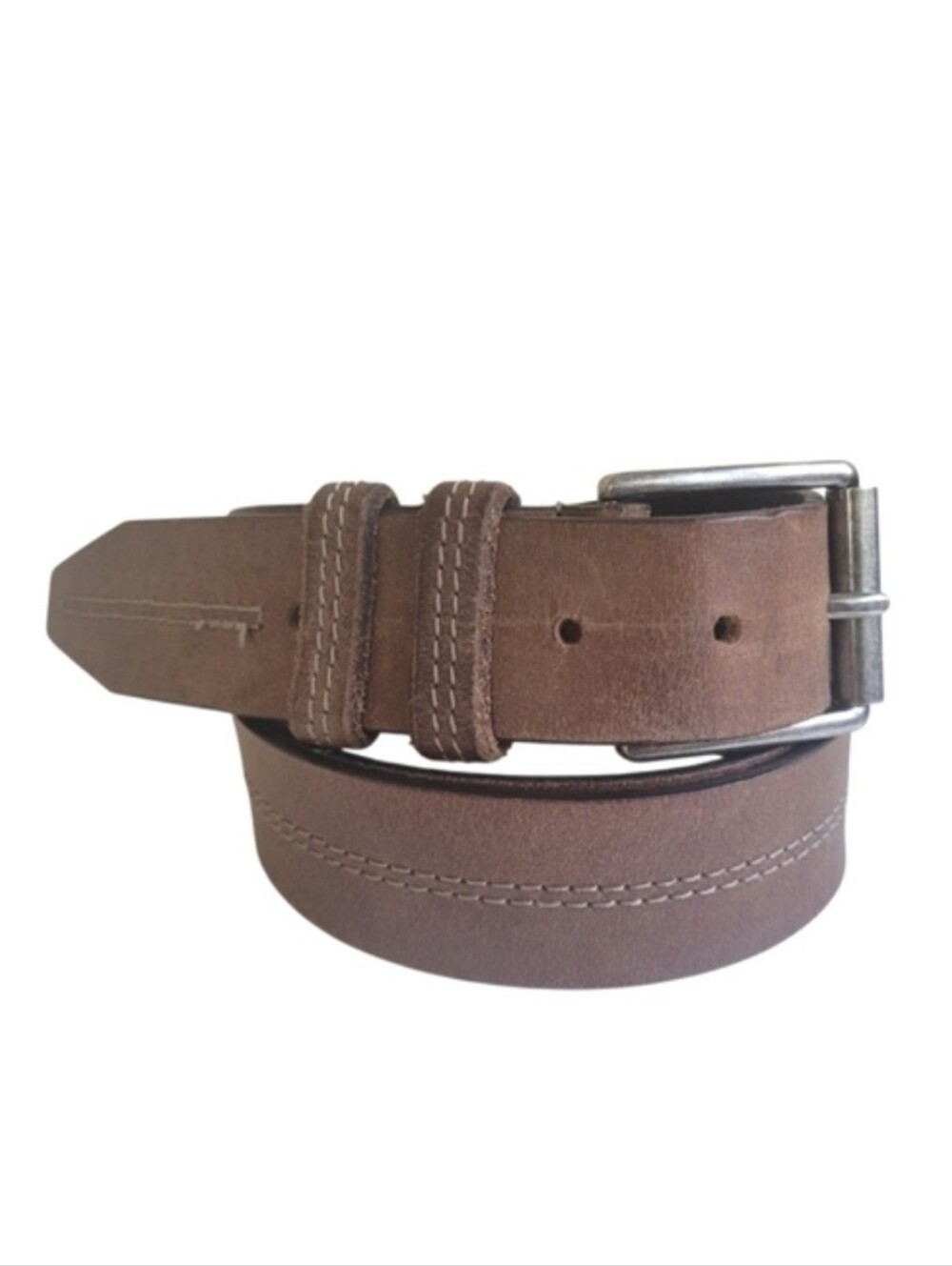 14th & Union Brown Genuine Leather Belt W Silver Square Buckle 44